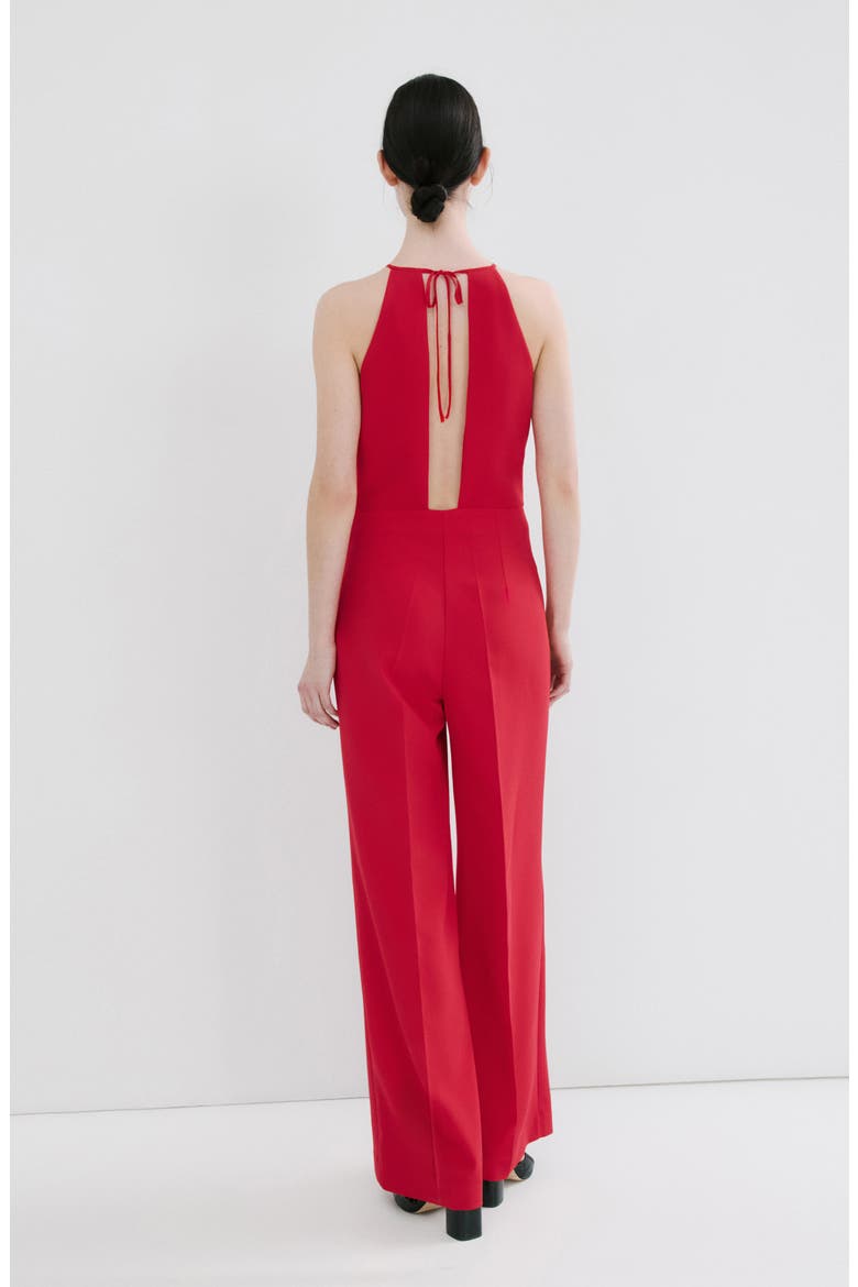 Open Back Halter Neck Jumpsuit, Alternate, color, RED