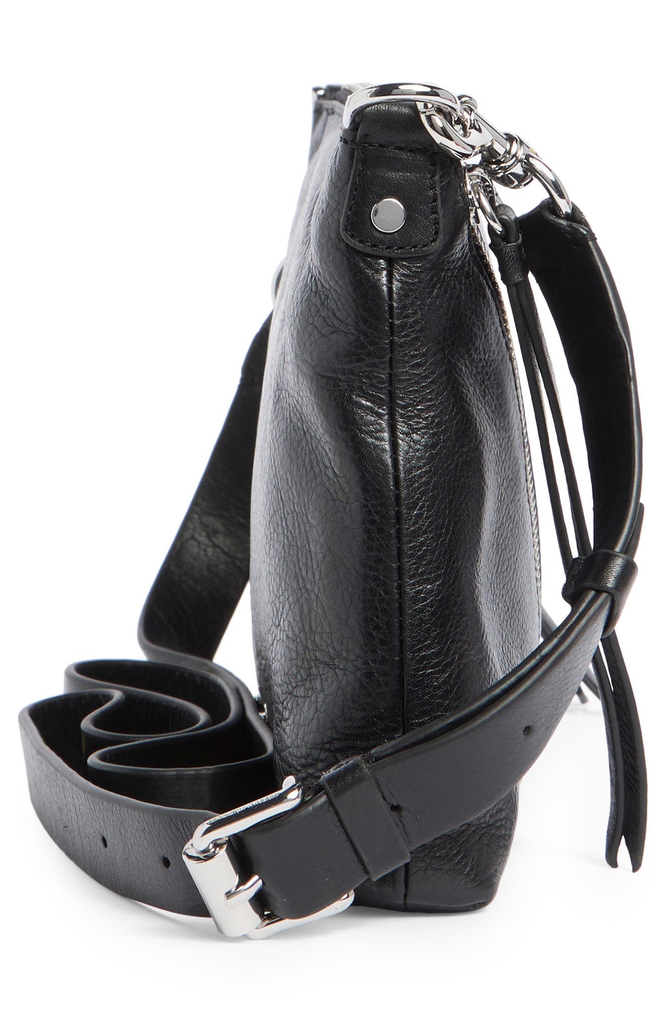Rebecca Minkoff Kit Leather Crossbody Bag, Alternate, color, Black