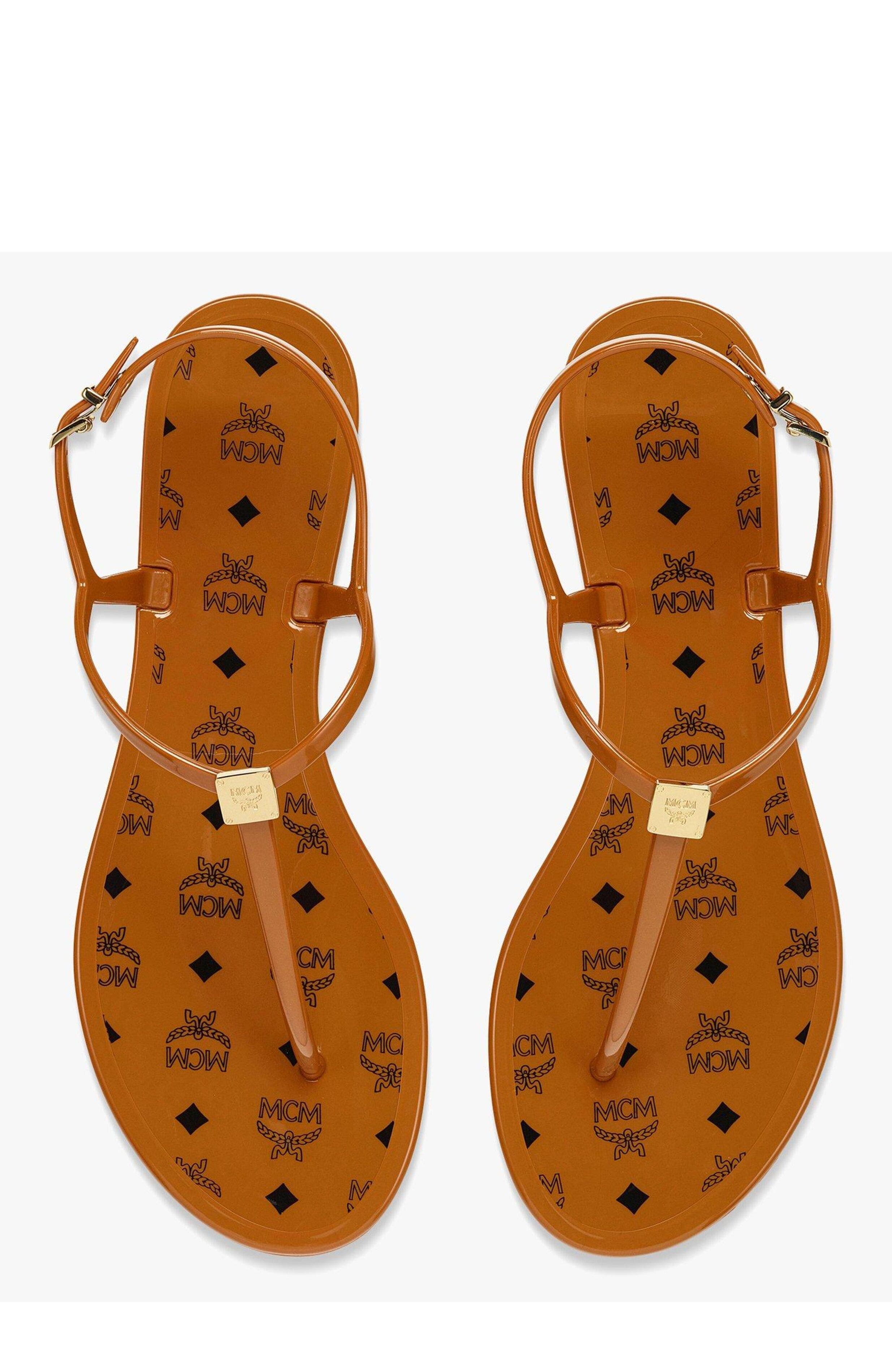 MCM Monogram Jelly Sandals, Alternate, color, 