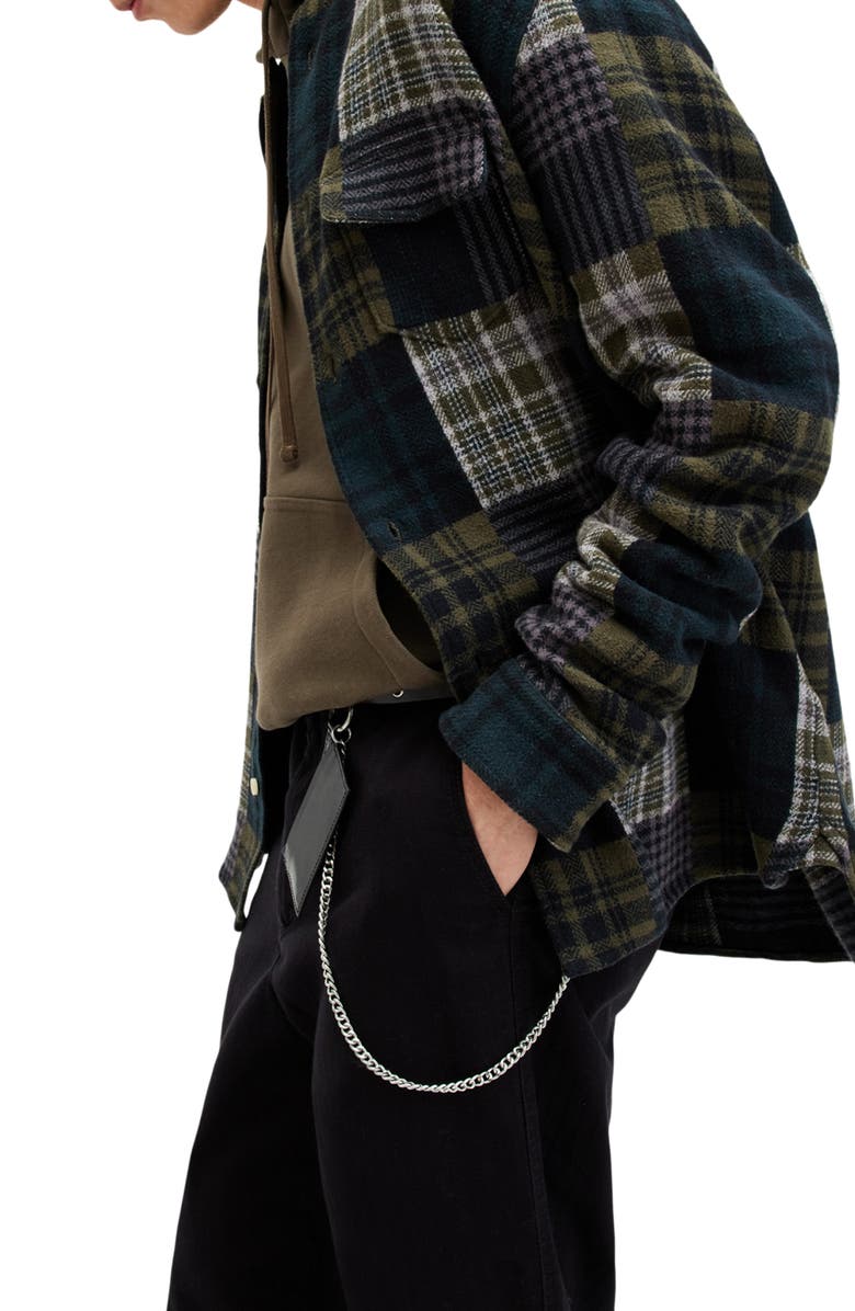 AllSaints Makoto Chain Leather Card Holder, Alternate, color,