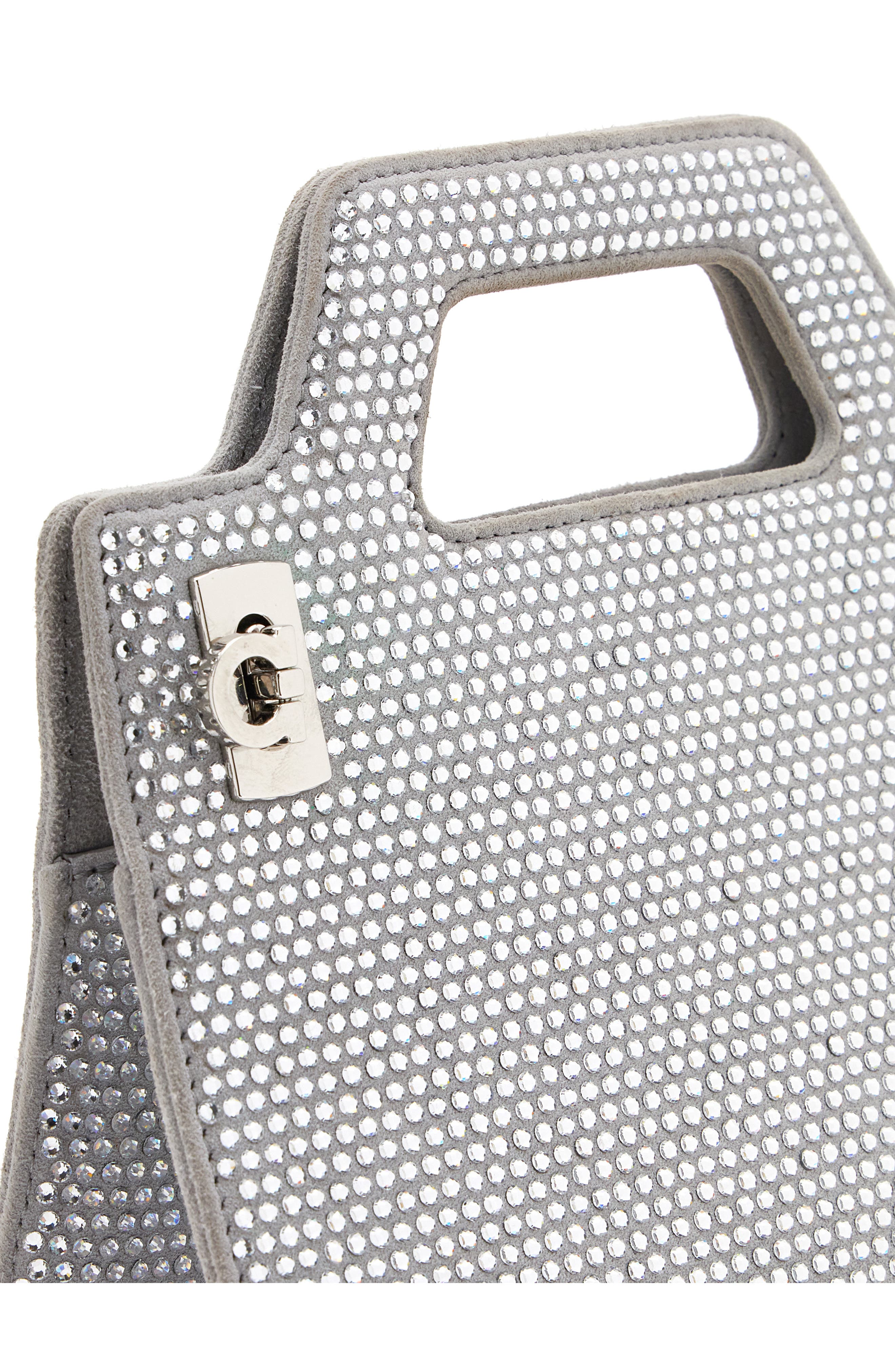 FERRAGAMO Wanda Mini Strass Crystal Top-Handle Bag, Alternate, color, 