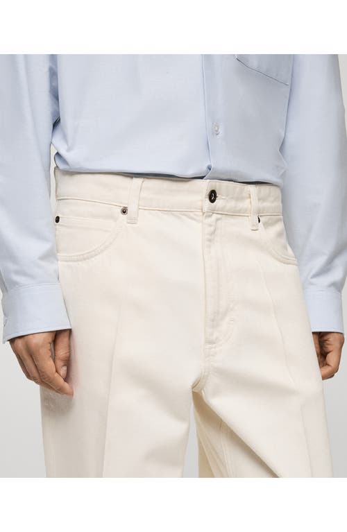 Mango Men's Flattened Stripe Relaxed-fit Jeans In Ecru