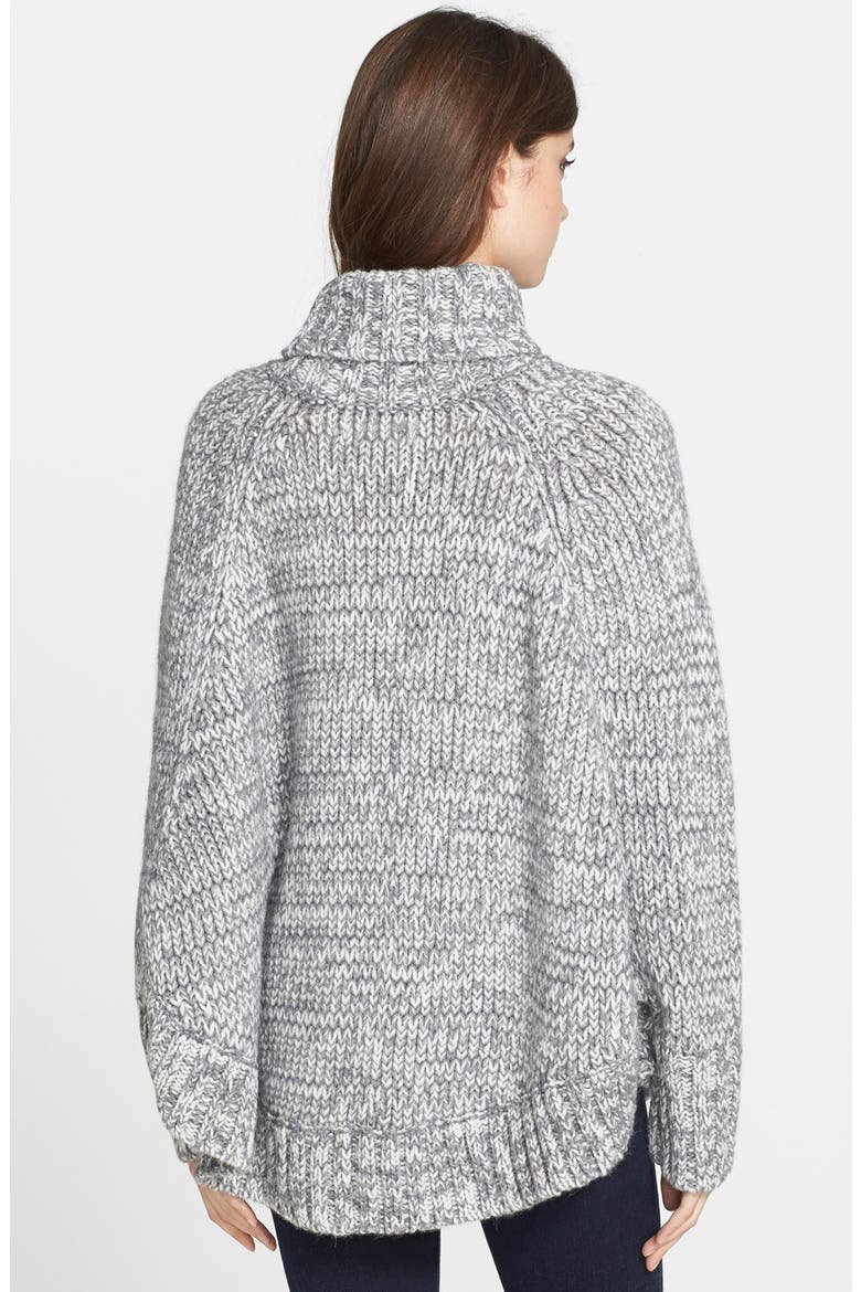 Turtleneck Poncho Sweater, Alternate, color, PEARL HEATHER