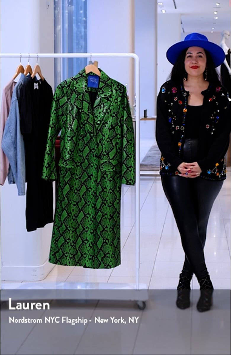 Joto Snakeskin Print Faux Leather Coat, sales video thumbnail