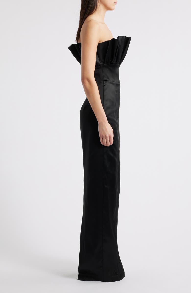 SAU LEE Noah Strapless Satin Gown, Alternate, color, Black