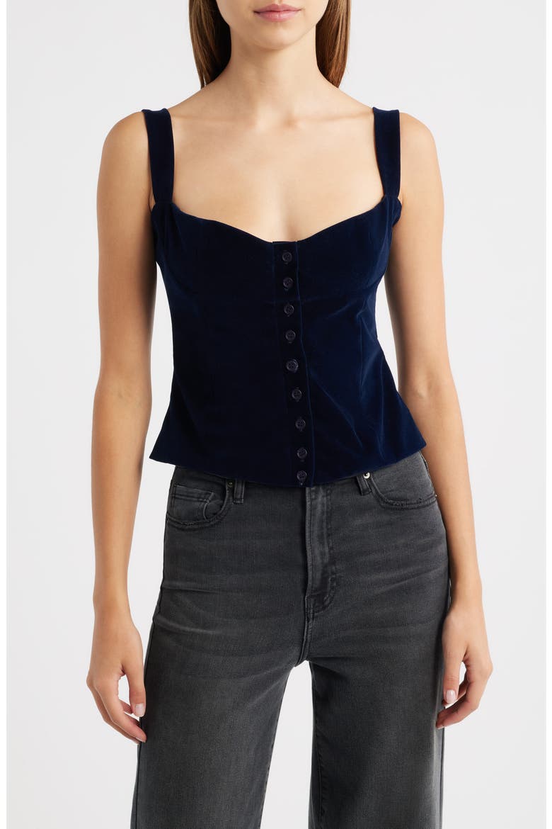 Julie Velveteen Corset Top, Main, color, NAVY