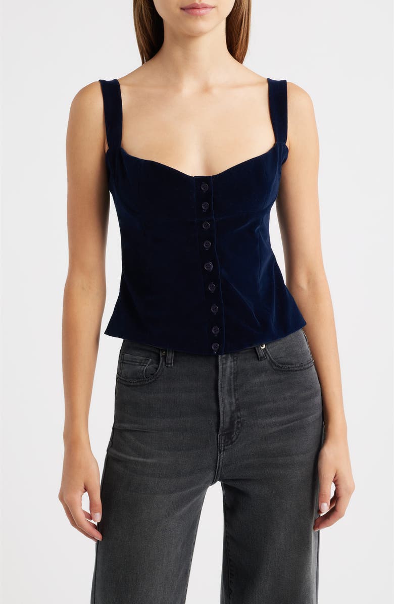Bella Venice Julie Velveteen Corset Top, Main, color, Navy