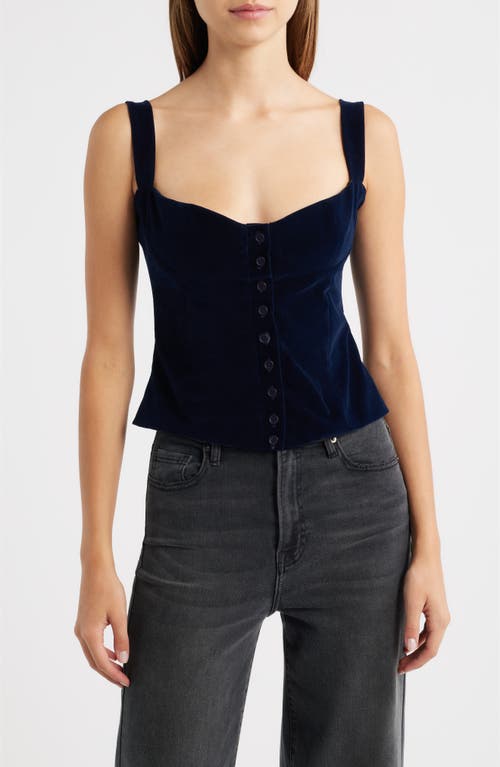 Bella Venice Julie Velveteen Corset Top In Blue