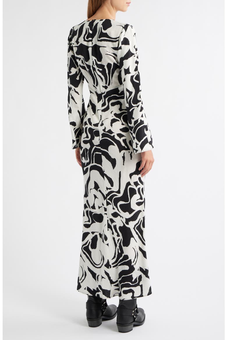Lea Floral Long Sleeve Maxi Column Dress, Alternate, color, WHITE MULTI