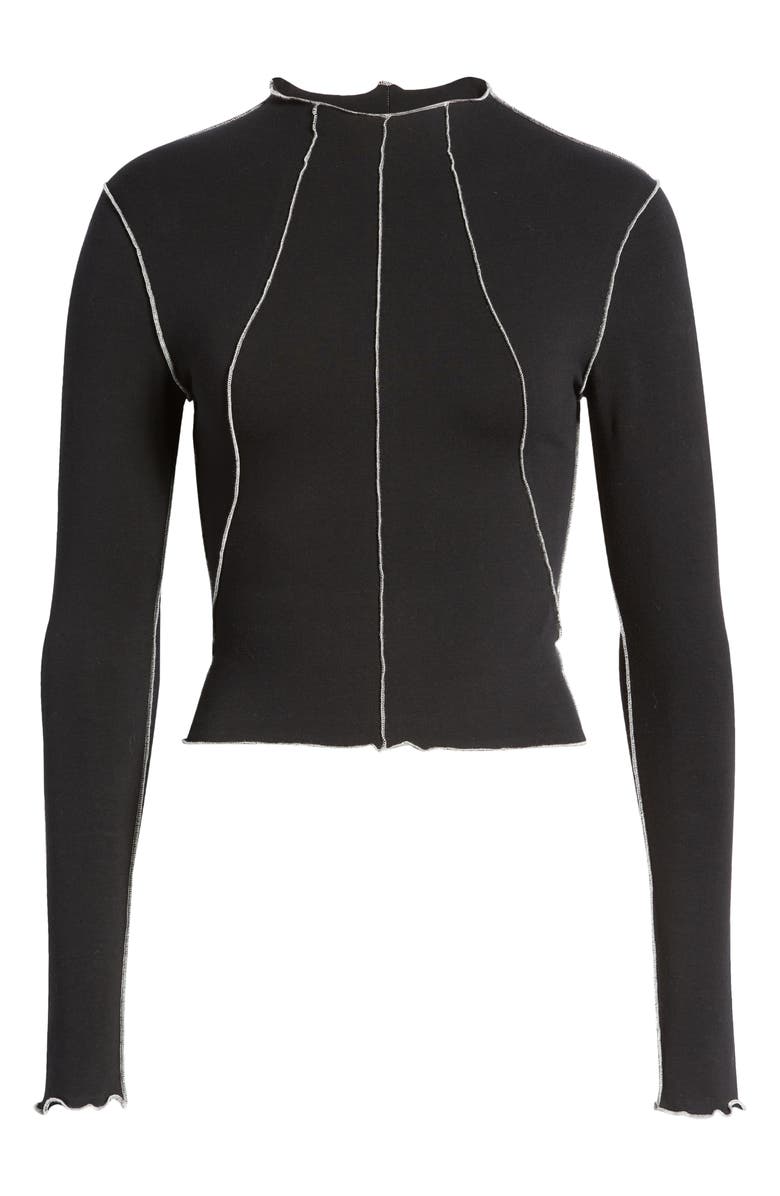 Good American Lettuce Edge Mock Neck Top, Alternate, color, 