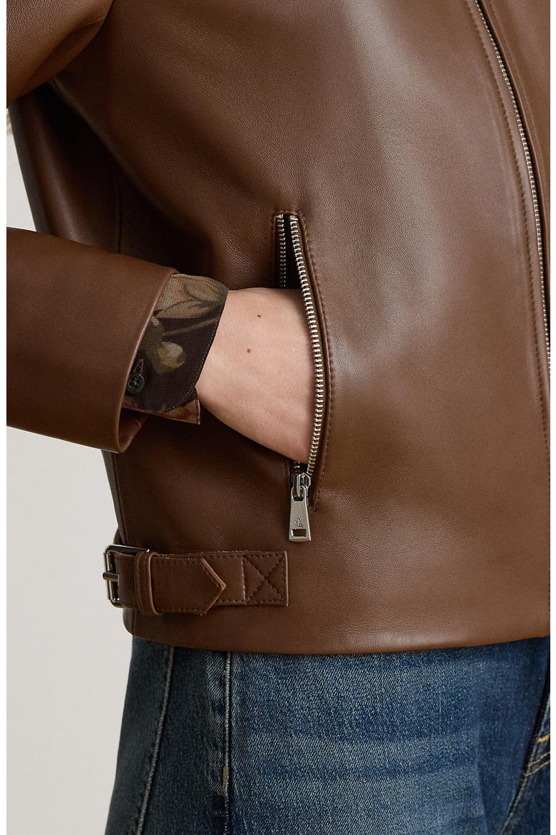 Lambskin Leather Jacket, Alternate, color, TABACCO
