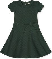 Hope & Henry Kids' Quilted Knit Short Sleeve Skater Dress