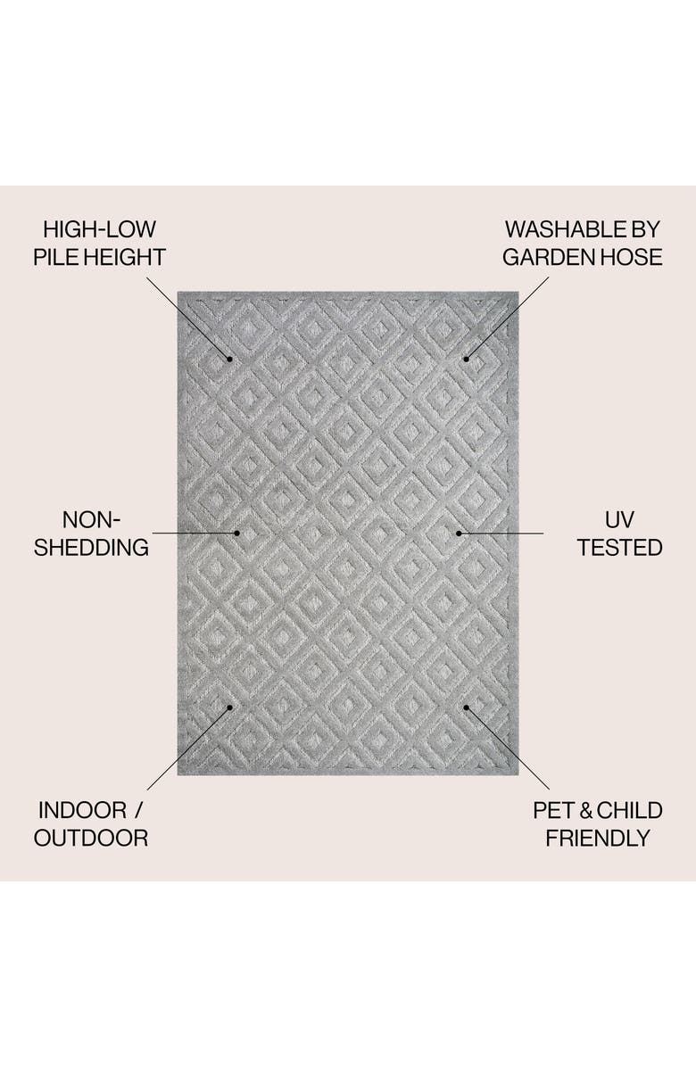 JONATHAN Y Portmany Neutral Diamond Trellis Indoor/Outdoor Area Rug, Alternate, color, Mist