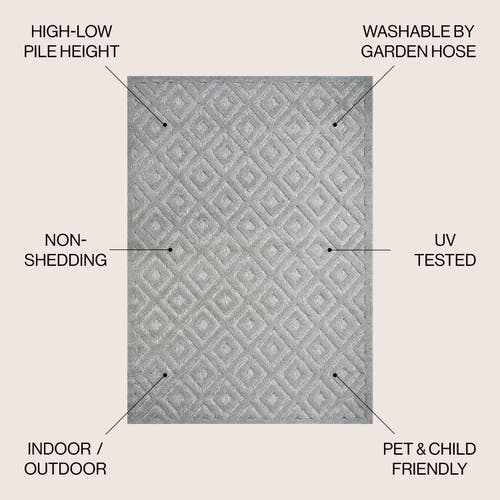 Jonathan Y Portmany Neutral Diamond Trellis Indoor/outdoor Area Rug In Gray
