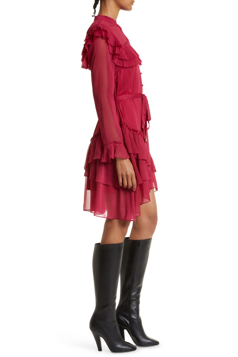 Anastai Long Sleeve Chiffon Shirtdress, Alternate, color, DEEP PINK