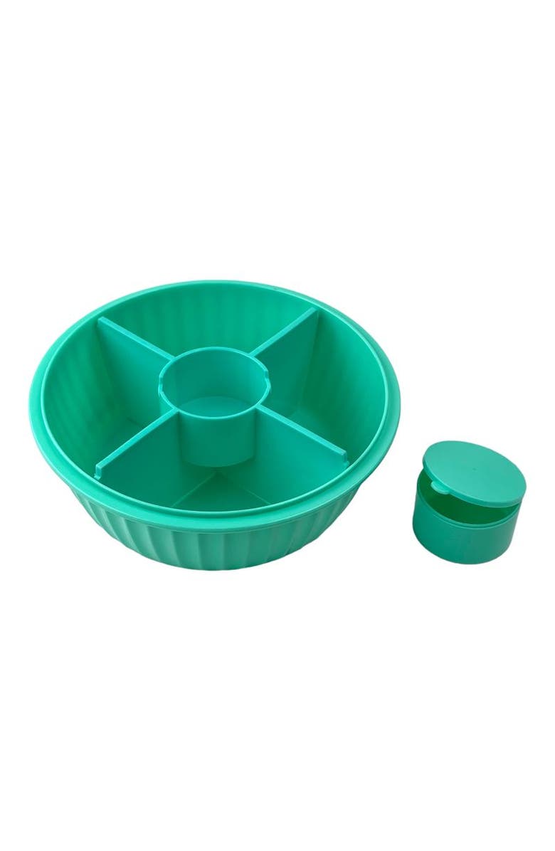 Yumbox Bento-Style Salad Bowl with 3-Part Divider and Dip Cup, Alternate, color, Paradise Aqua