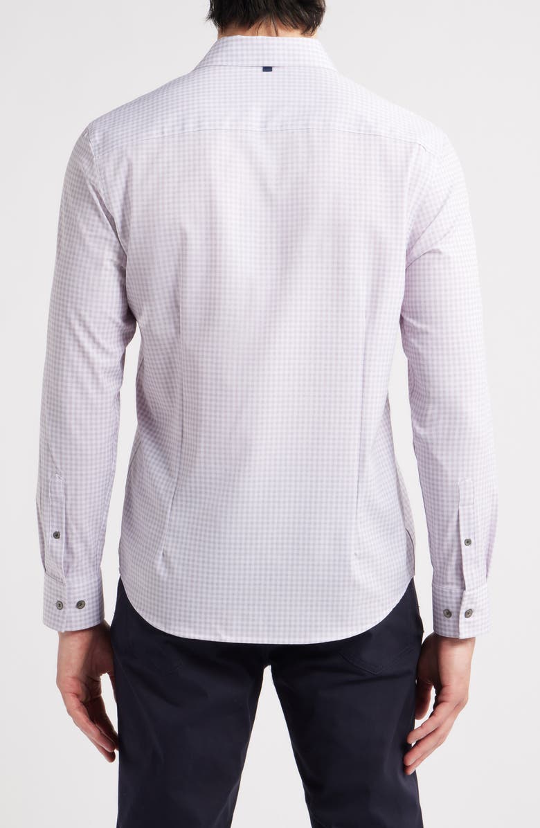 W.R.K Trim Fit Gingham Check Performance Button-Up Shirt, Alternate, color, Grey/ White