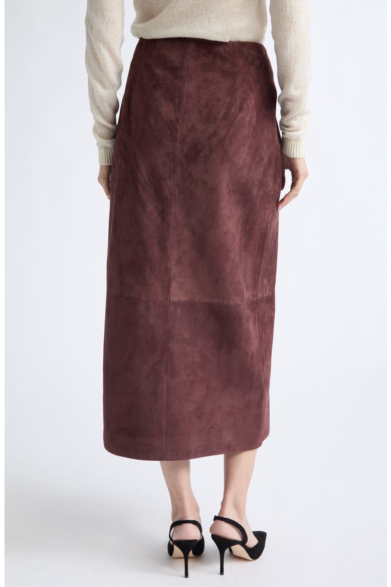 Pinkard Suede Midi Skirt, Alternate, color, DEEP CHERRY