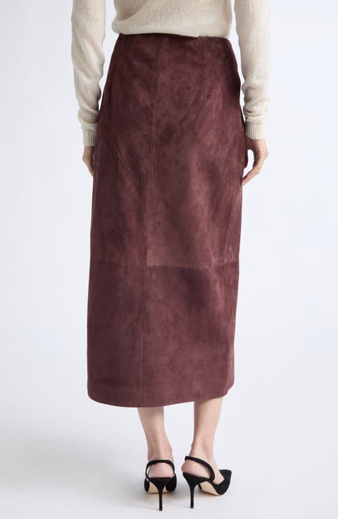Pinkard Suede Midi Skirt