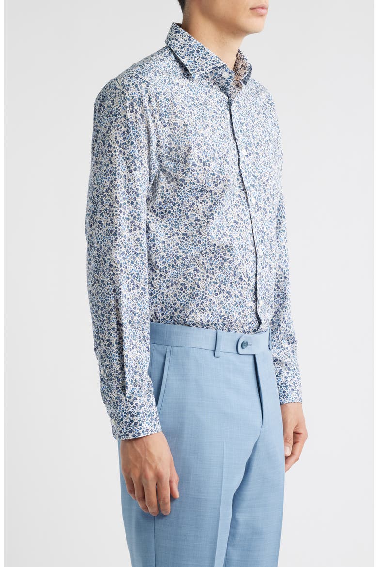 Laurendeau Floral Cotton Button-Up Shirt, Alternate, color, BLUE