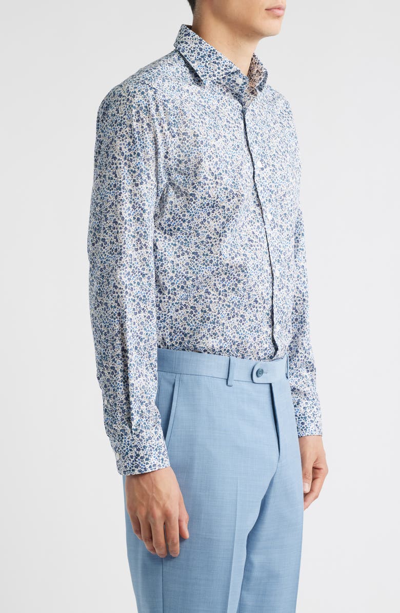 Jack Victor Laurendeau Floral Cotton Button-Up Shirt, Alternate, color, Blue