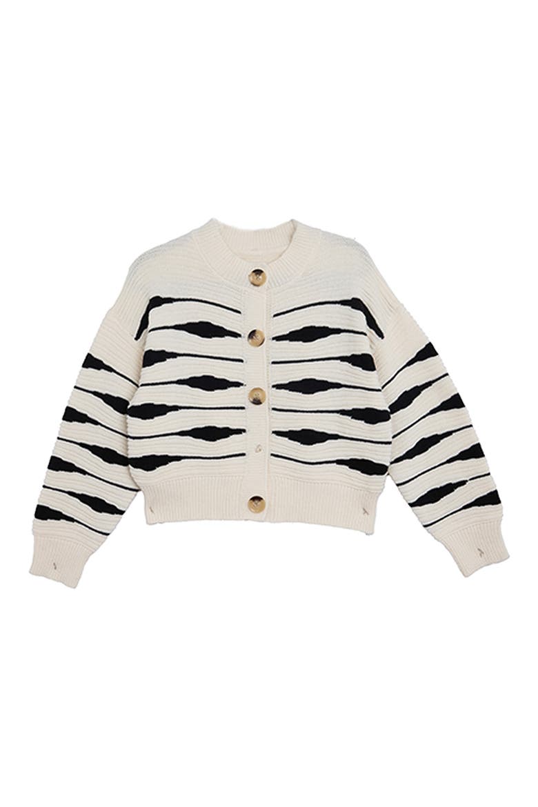 Stripe Button Knit Sweater, Alternate, color, IVORY