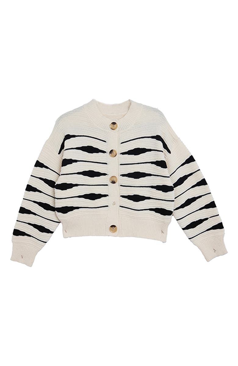 SAACHI Stripe Button Knit Sweater, Alternate, color, Ivory