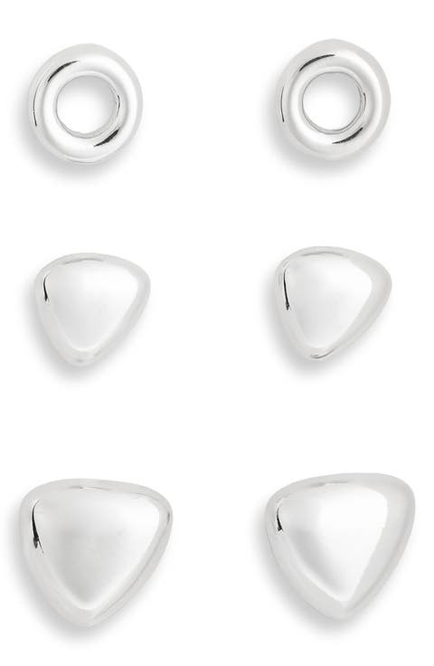 Set of 3 Assorted Geometric Stud Earrings