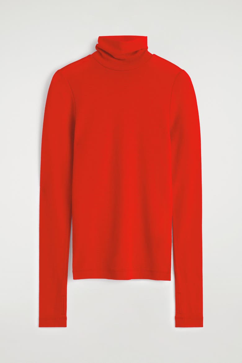 Merino Wool Turtleneck Top, Alternate, color, ORANGE