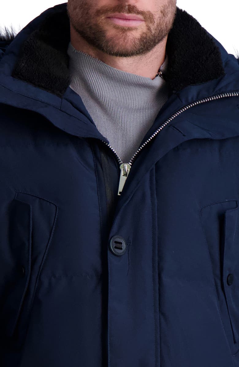 KARL LAGERFELD PARIS Faux Fur Trim Parka, Alternate, color, Navy