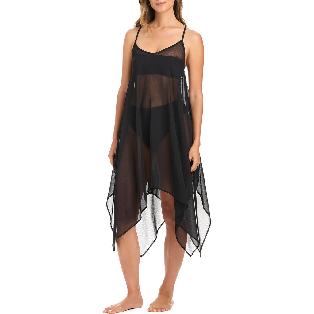 Bleu Rod Beattie Rod Beattie Handkerchief Hem Cover-up Midi Dress In Black