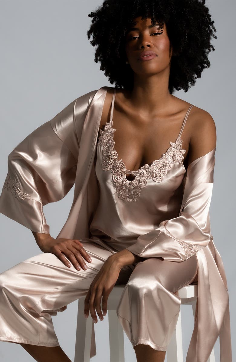 In Bloom by Jonquil Lace Appliqué Satin Cami Pajamas, Alternate, color, 