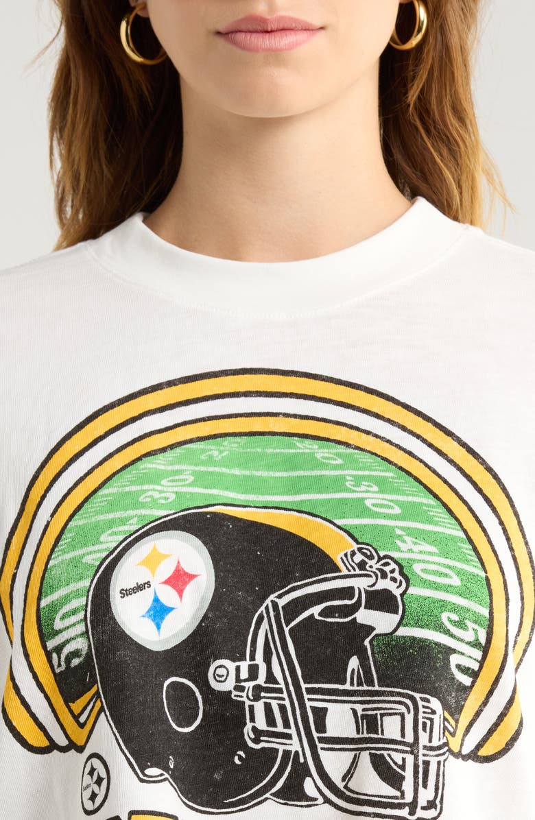 Junk Food Steelers Game Time Cotton Graphic Baby Tee, Alternate, color, Vintage White
