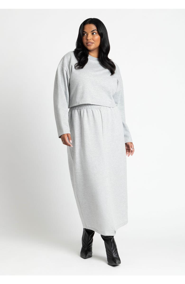 ELOQUII Maxi French Terry Skirt, Alternate, color, Grey