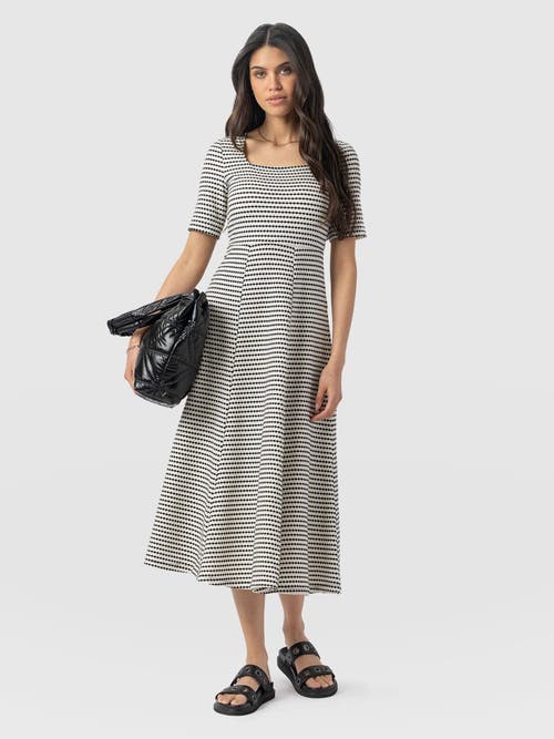 Saint + Sofia Darcey Short Sleeve Flared Dress In Gray