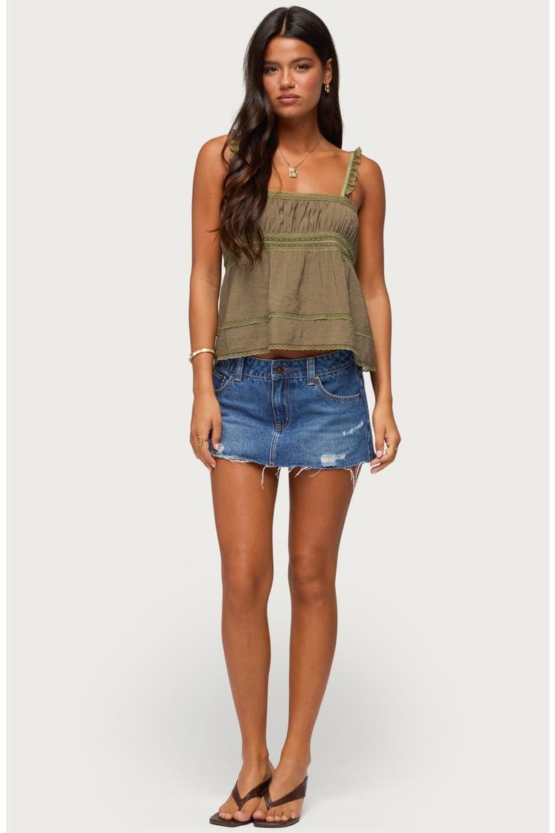 Mable Lace Trim Tiered Babydoll Tank, Alternate, color, OLIVE