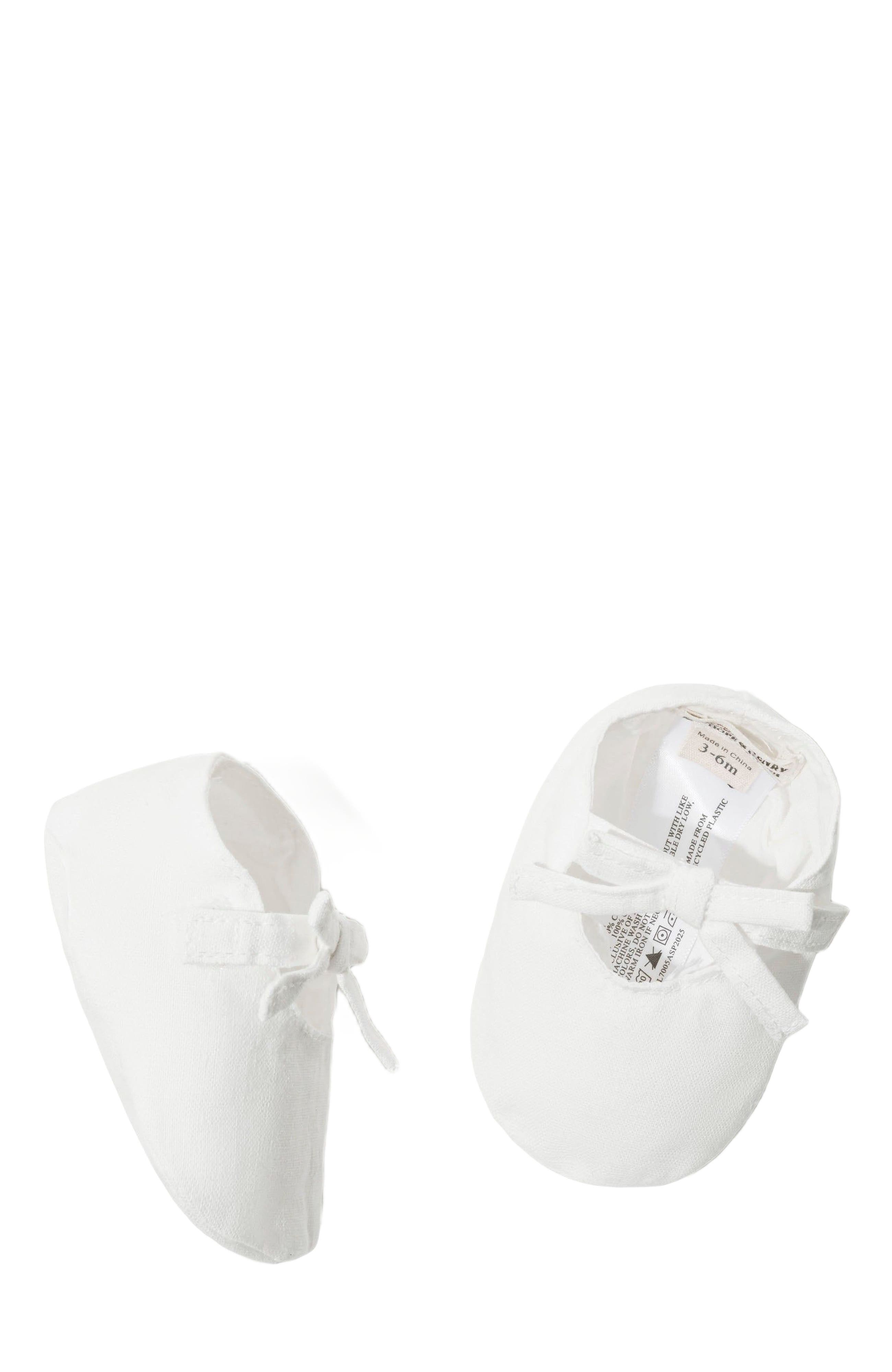 Hope & Henry Baby Linen Bow Soft Shoe, Infant, Alternate, color, Soft White Linen Bow