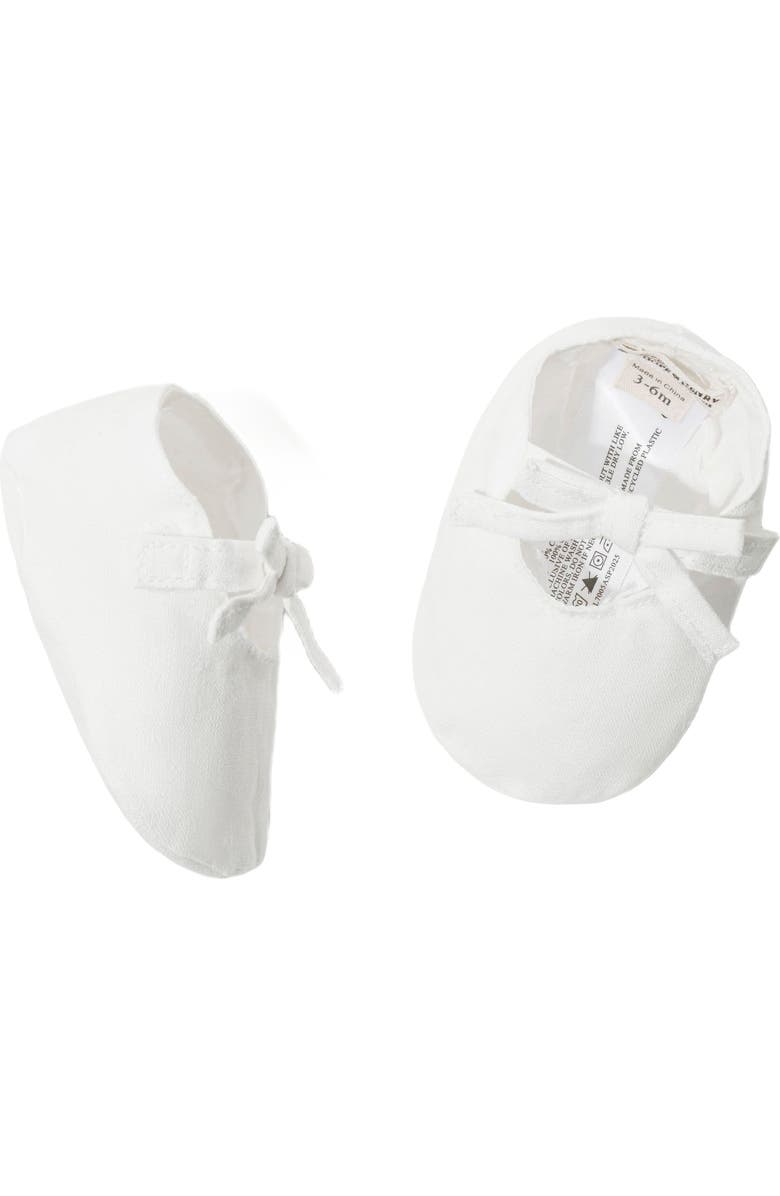 Hope & Henry Baby Linen Bow Soft Shoe, Infant, Alternate, color, Soft White Linen Bow