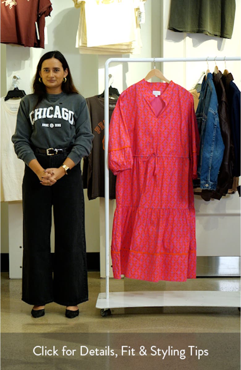 Vaila Floral Puff Sleeve Tiered Cotton Dress, sales video thumbnail