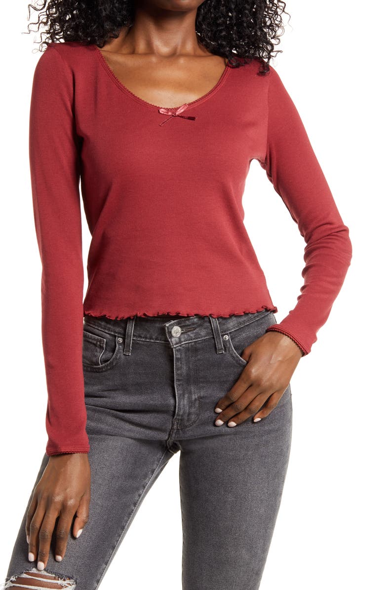 BP. Lettuce Edge Long Sleeve T-Shirt, Main, color,
