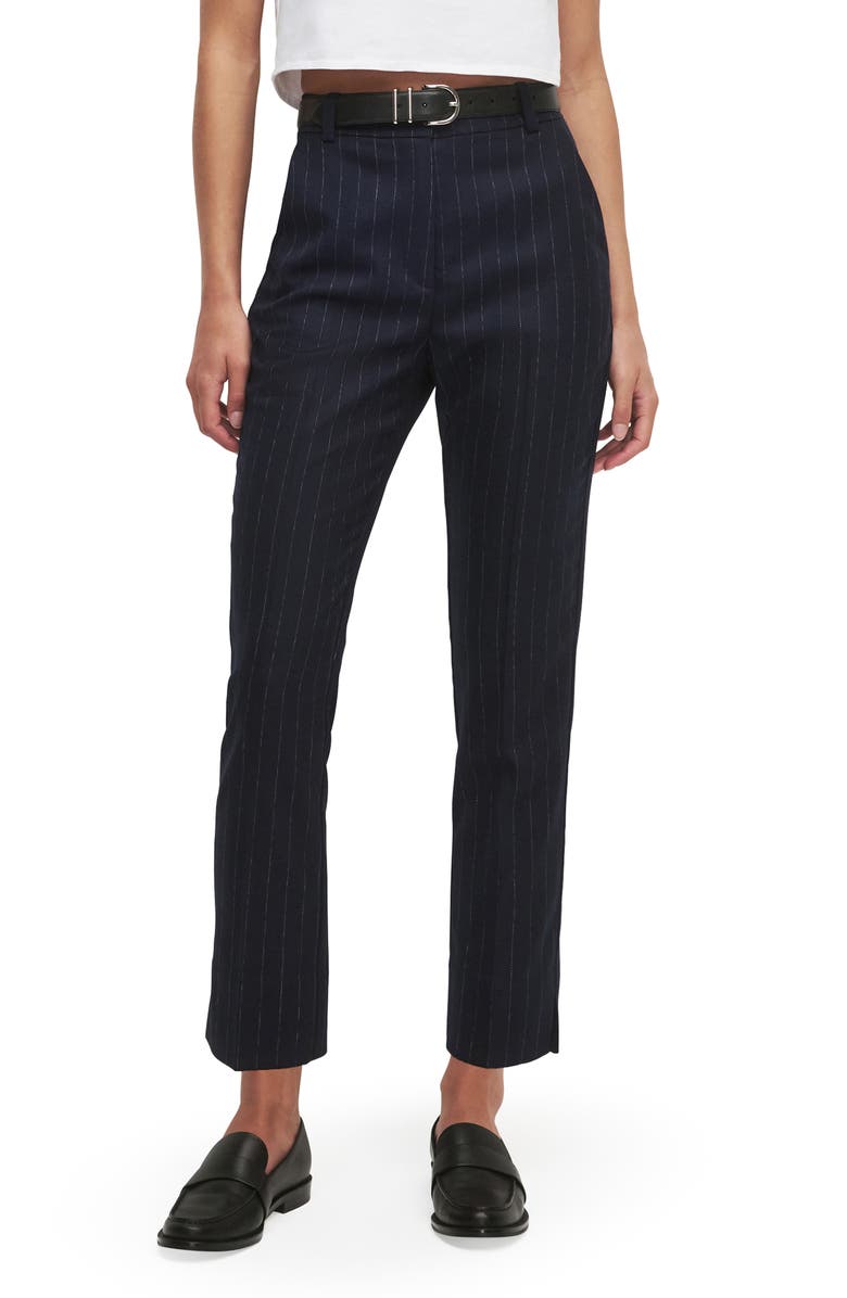 Favorite Daughter The Favorite Pinstripe Cigarette Ankle Pants, Main, color, Navy Pinstripe