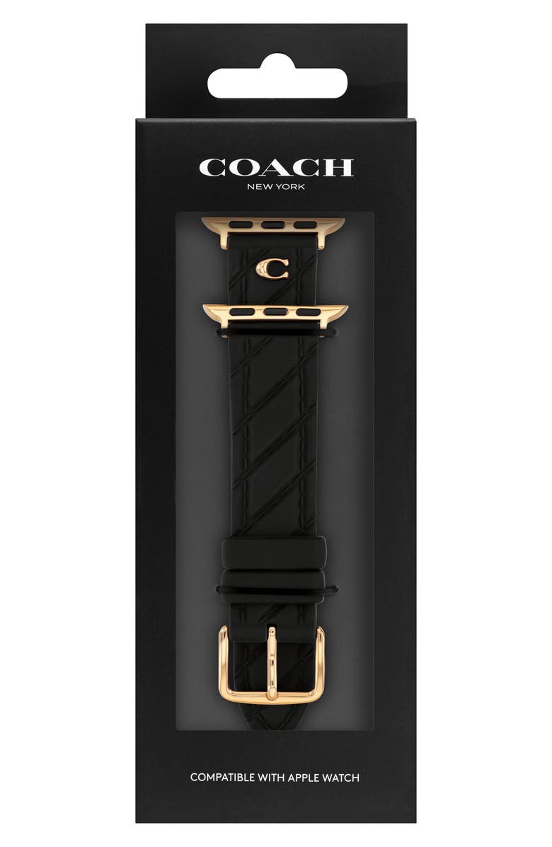 COACH Quilted 20mm Apple Watch<sup>®</sup> Watchband, Alternate, color, Black