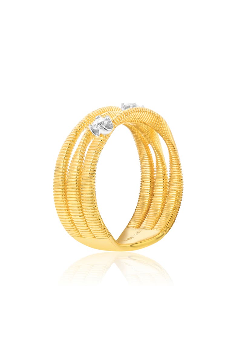 Golden Helix Coil Three-Row Twisted Ring, Alternate, color, YELLOW