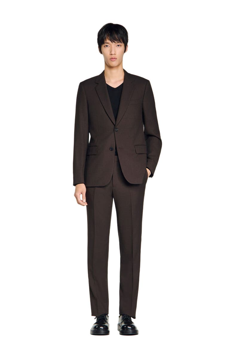 SANDRO Wool suit jacket, Alternate, color, Chocolate