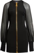 Balmain Sheer Long Sleeve Zip Minidress