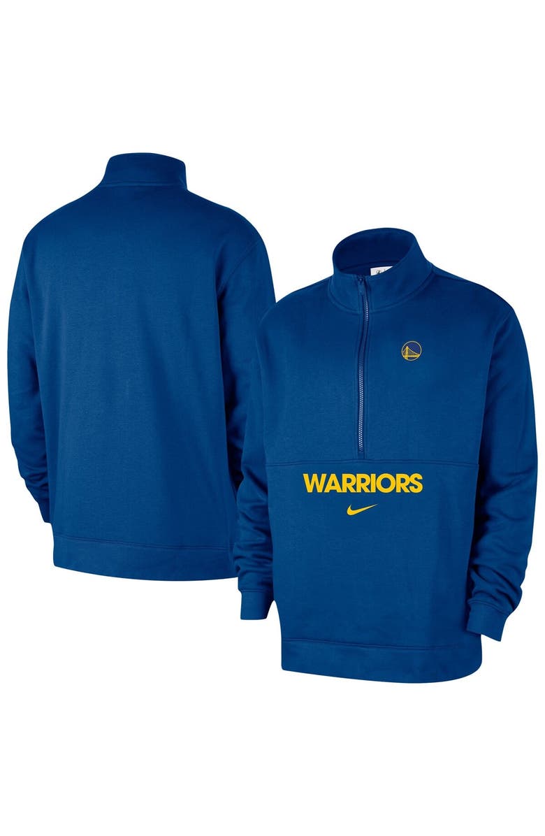 Nike Men's Nike Blue Golden State Warriors Courtside Club Half-Zip Jacket, Main, color, Blue