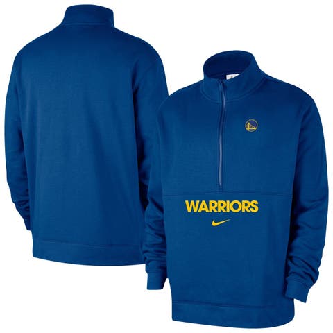 Men's Nike Blue Golden State Warriors Courtside Club Half-Zip Jacket