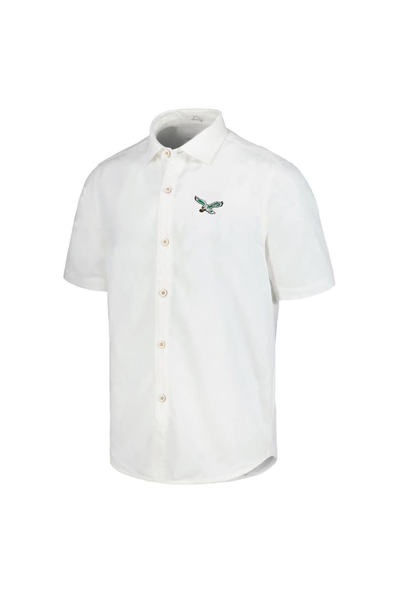 Men's Tommy Bahama White Philadelphia Eagles Sport Coconut Point Palm Vista IslandZone Button-Up Camp Shirt, Alternate, color, White