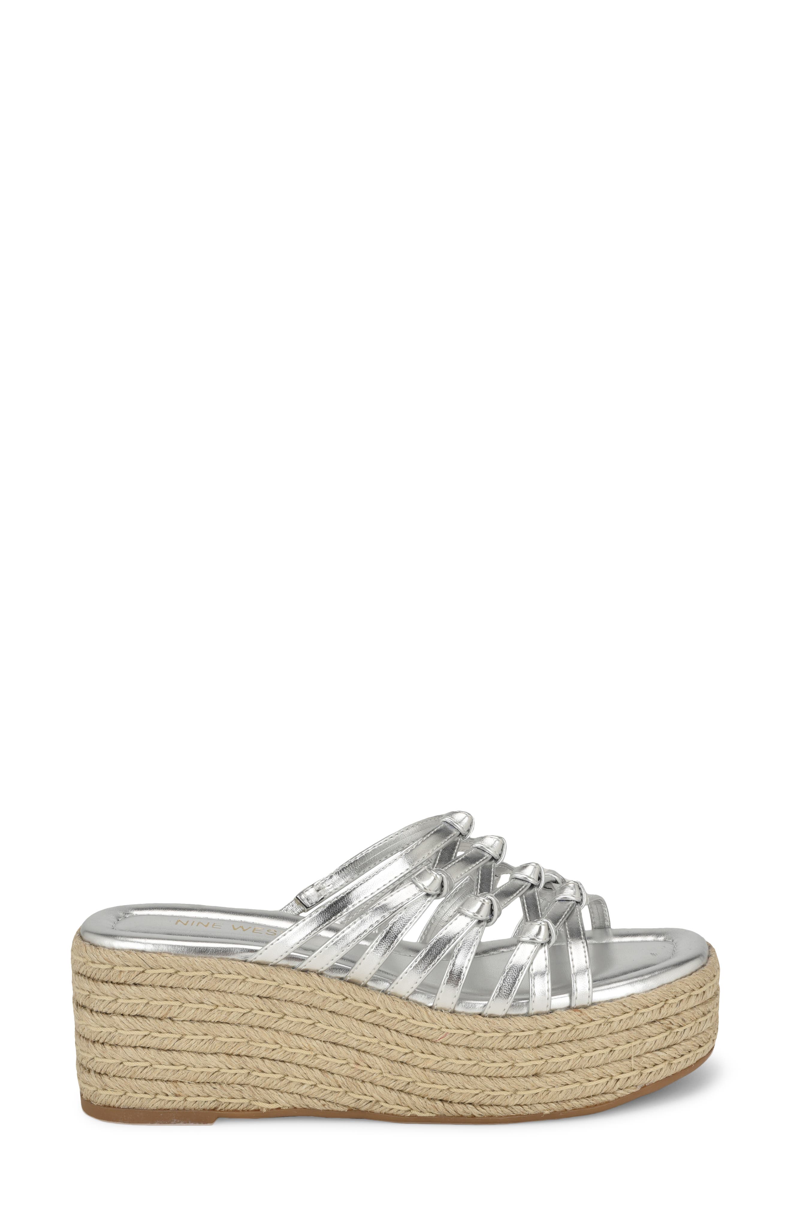 Nine West Cristy Espadrille Wedge Sandal, Alternate, color, Silver
