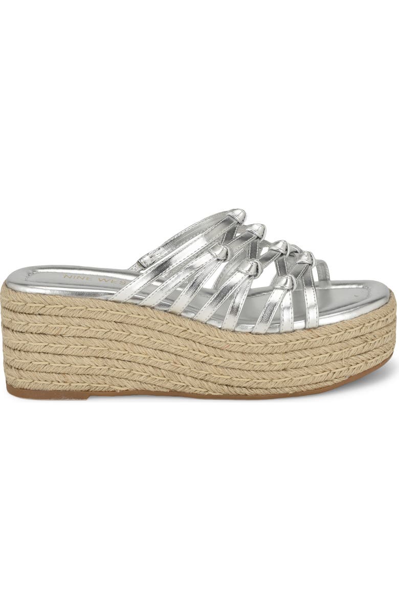 Nine West Cristy Espadrille Wedge Sandal, Alternate, color, Silver
